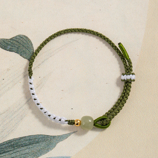 Elegant Jade Bracelet Red String: Three Lives Hetian Jewelry | STAR8S