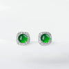Green Round Earrings | S925 Silver Setting | Elegant Ice-Seed Jade