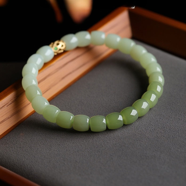 natural hetian jade beaded bracelet for women - gradual green ombre design - star8s