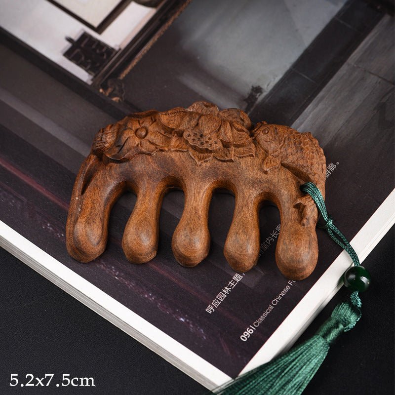 Agarwood carving wood comb log sunken treasure comb collection double - sided carving gift Jiapin wood carving craft small gift - STAR8S