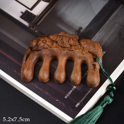 Agarwood carving wood comb log sunken treasure comb collection double - sided carving gift Jiapin wood carving craft small gift - STAR8S