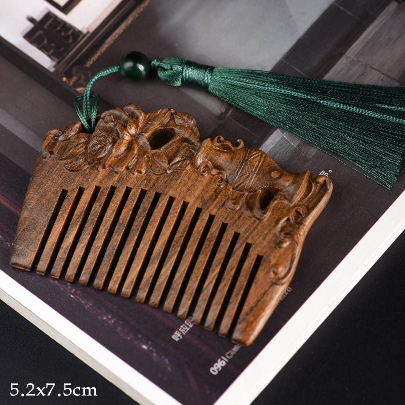 agarwood carving wood comb log sunken treasure comb collection double - sided carving gift jiapin wood carving craft small gift - star8s