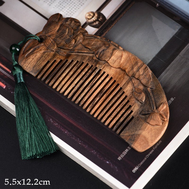 Agarwood carving wood comb log sunken treasure comb collection double - sided carving gift Jiapin wood carving craft small gift - STAR8S