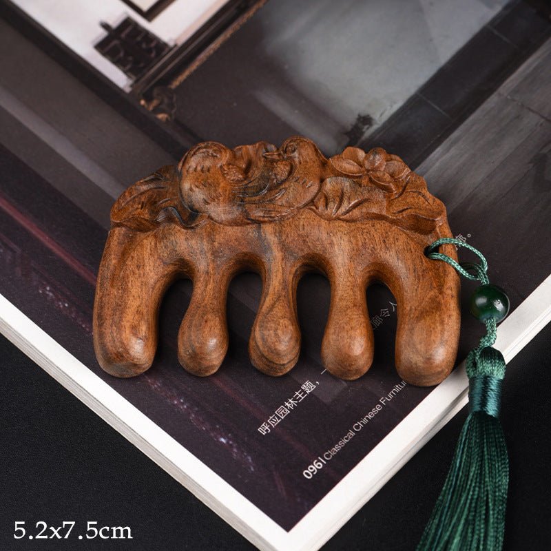 Agarwood carving wood comb log sunken treasure comb collection double - sided carving gift Jiapin wood carving craft small gift - STAR8S