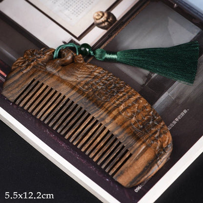 Agarwood carving wood comb log sunken treasure comb collection double - sided carving gift Jiapin wood carving craft small gift - STAR8S