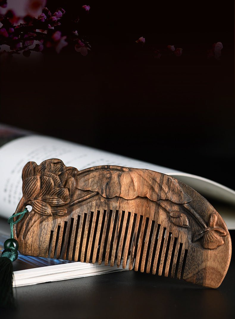 Agarwood carving wood comb log sunken treasure comb collection double - sided carving gift Jiapin wood carving craft small gift - STAR8S
