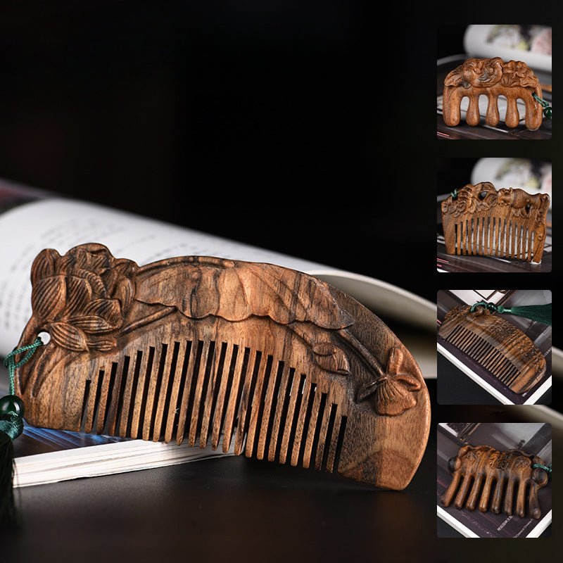 Agarwood carving wood comb log sunken treasure comb collection double - sided carving gift Jiapin wood carving craft small gift - STAR8S