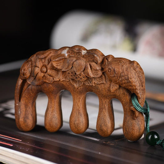 Agarwood carving wood comb log sunken treasure comb collection double - sided carving gift Jiapin wood carving craft small gift - STAR8S
