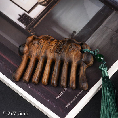 Agarwood carving wood comb log sunken treasure comb collection double - sided carving gift Jiapin wood carving craft small gift - STAR8S