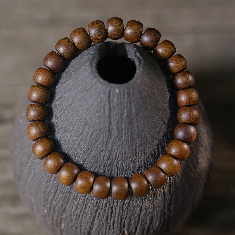 agarwood straight cut bead bracelet – natural scented wood bracelet for meditation and spirituality - star8s