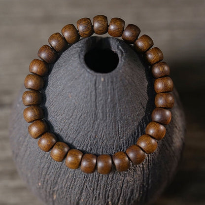 Agarwood Straight Cut Bead Bracelet – Natural Scented Wood Bracelet for Meditation and Spirituality - STAR8S