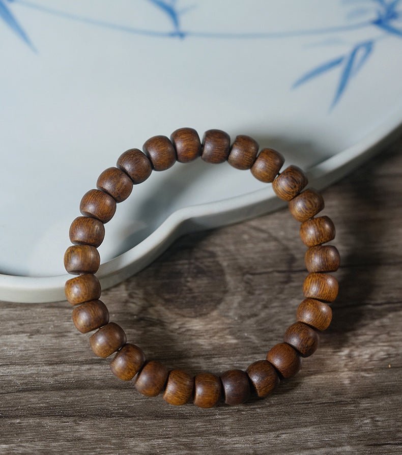 agarwood straight cut bead bracelet – natural scented wood bracelet for meditation and spirituality - star8s