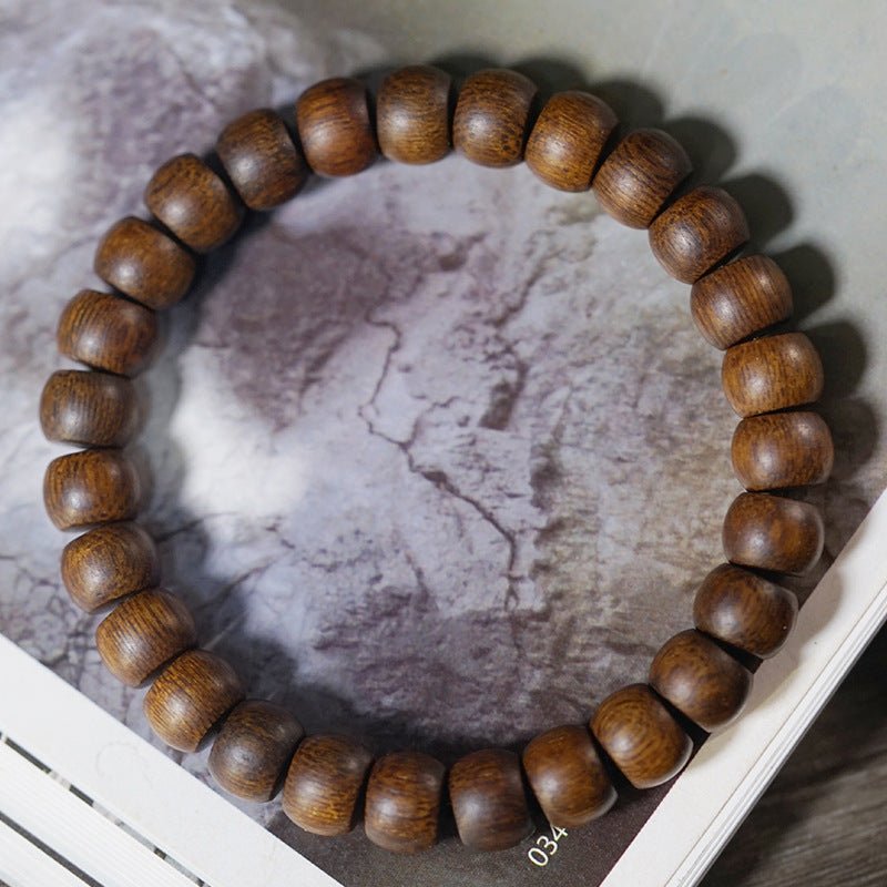 Agarwood Straight Cut Bead Bracelet – Natural Scented Wood Bracelet for Meditation and Spirituality - STAR8S