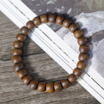 Agarwood Straight Cut Bead Bracelet – Natural Scented Wood Bracelet for Meditation and Spirituality - STAR8S