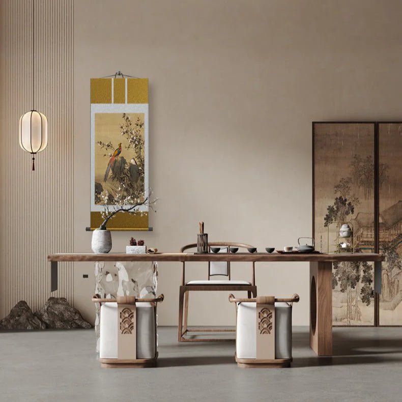 ancient chinese painting: castiglione’s golden pheasant scroll hd print | star8s - star8s