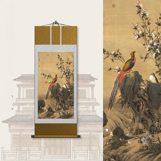 Ancient Chinese Painting: Castiglione’s Golden Pheasant Scroll HD print | STAR8S