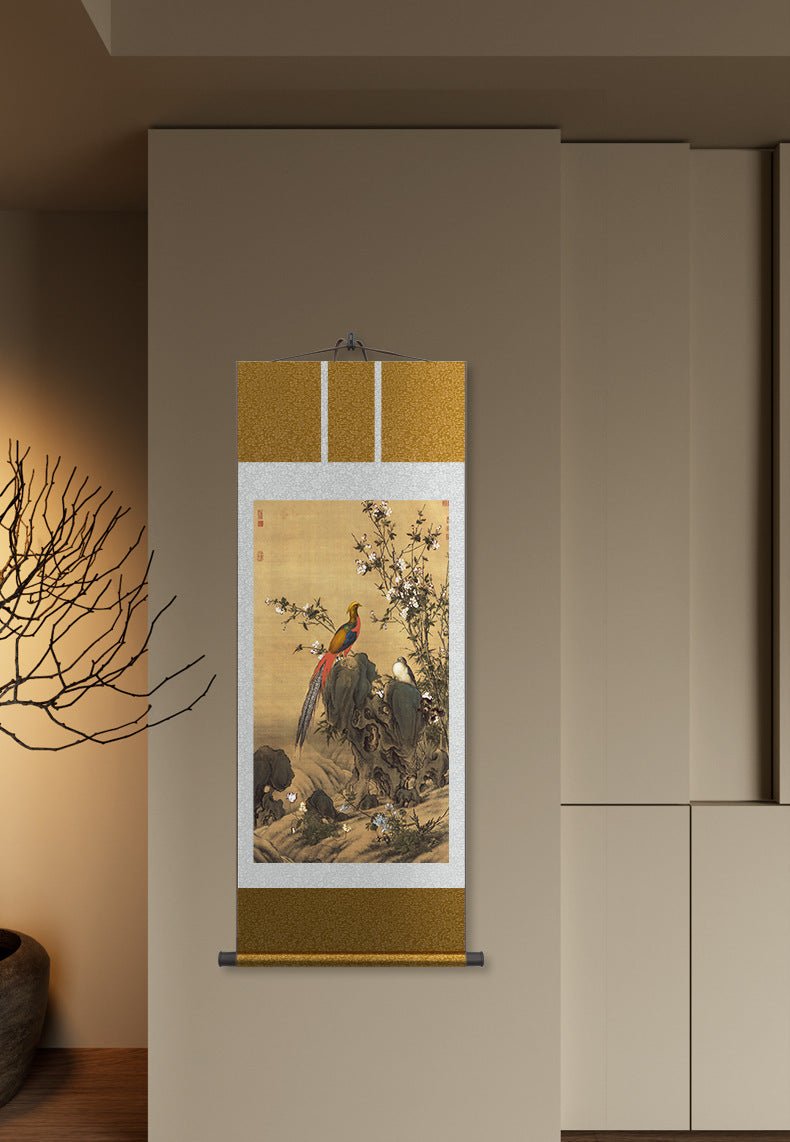 Ancient Chinese Painting: Castiglione’s Golden Pheasant Scroll HD print | STAR8S