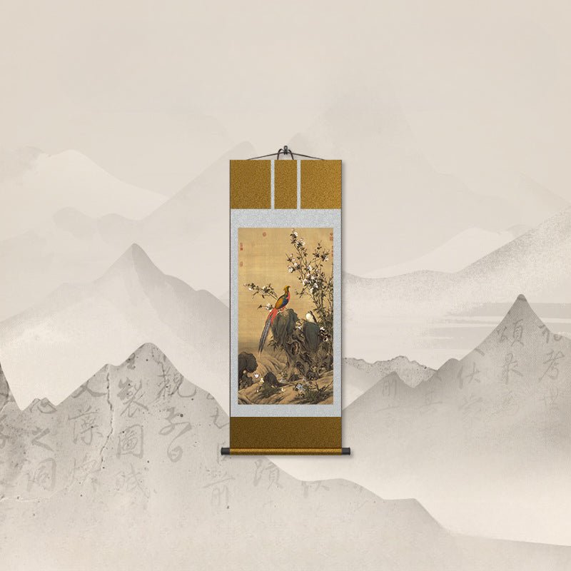 Ancient Chinese Painting: Castiglione’s Golden Pheasant Scroll HD print | STAR8S