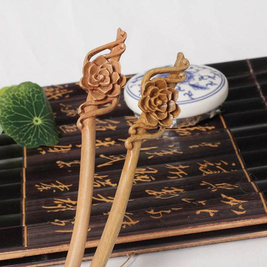 Ancient - style Green Sandalwood Tassel Hairpin, Handmade Ethnic - style Hairstyling Accessory - STAR8S