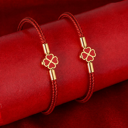3mm Four Leaf Clover Wire Rope Bracelet Stainless Steel Enamel Lucky Charm Bangle Waterproof Braided Cord Jewelry Gift for Women