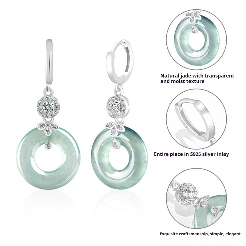 natural hetian jade blue water hoop earrings – ice seed jade with s925 silver