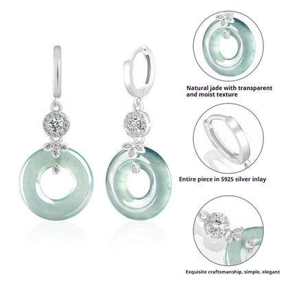Natural Hetian Jade Blue Water Hoop Earrings – Ice Seed Jade with S925 Silver