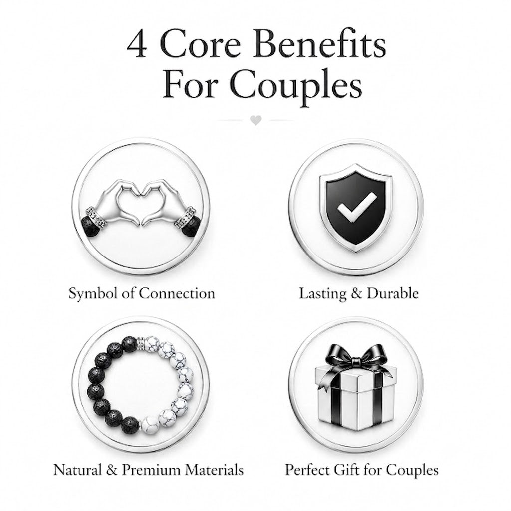 2pcs magnetic couples bracelet set for boyfriend girlfriend natural black lava stone white turquoise beads woven rope braided matching hands heart clasp relationship distance friendship gift 30g
