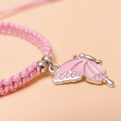 Magnetic Butterfly Couple Bracelets for Boyfriend and Girlfriend Pink Black Matching Friendship Bracelets Long Distance Relationship BFF Gift Set 2Pcs