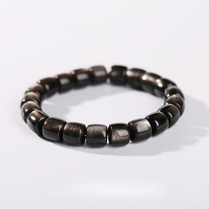 Obsidian Beaded Bracelet - Fashionable Unisex Cylinder Shape Gift Bracelet - STAR8S