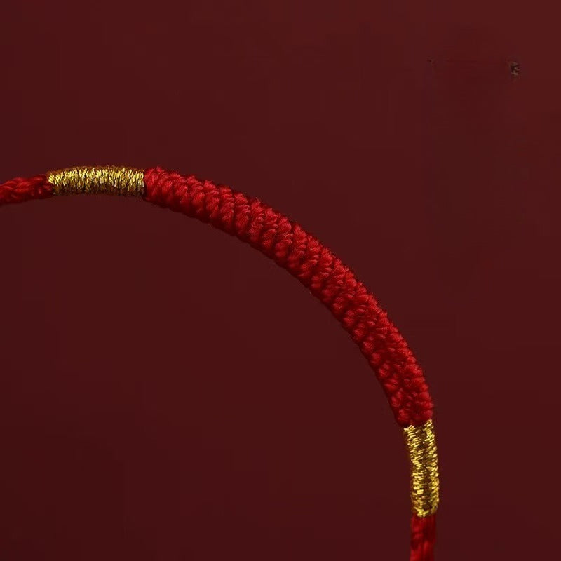 red string bracelet & anklet with gold knot | handmade simple circle for good luck & safety