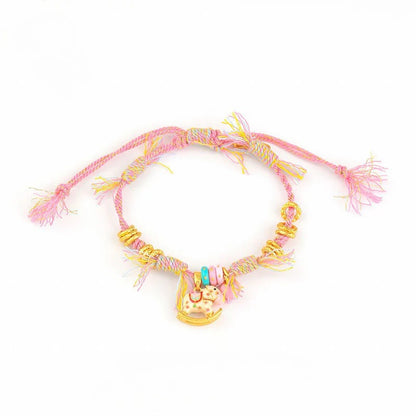 Chinese Zodiac Horse Bracelet – Handmade Pink Red String Cartoon Horse Charm - STAR8S