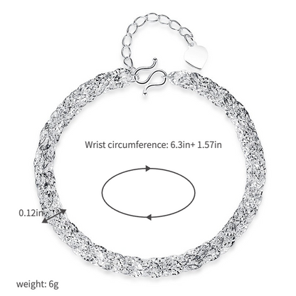 Phoenix Tail Bracelet for Women Delicate Hand Woven Textured Link Chain Vintage Filigree Foxtail Braided Wristband Adjustable Extension Extender Line Daily Dainty Fashion Costume Jewelry Gift for Her 6g