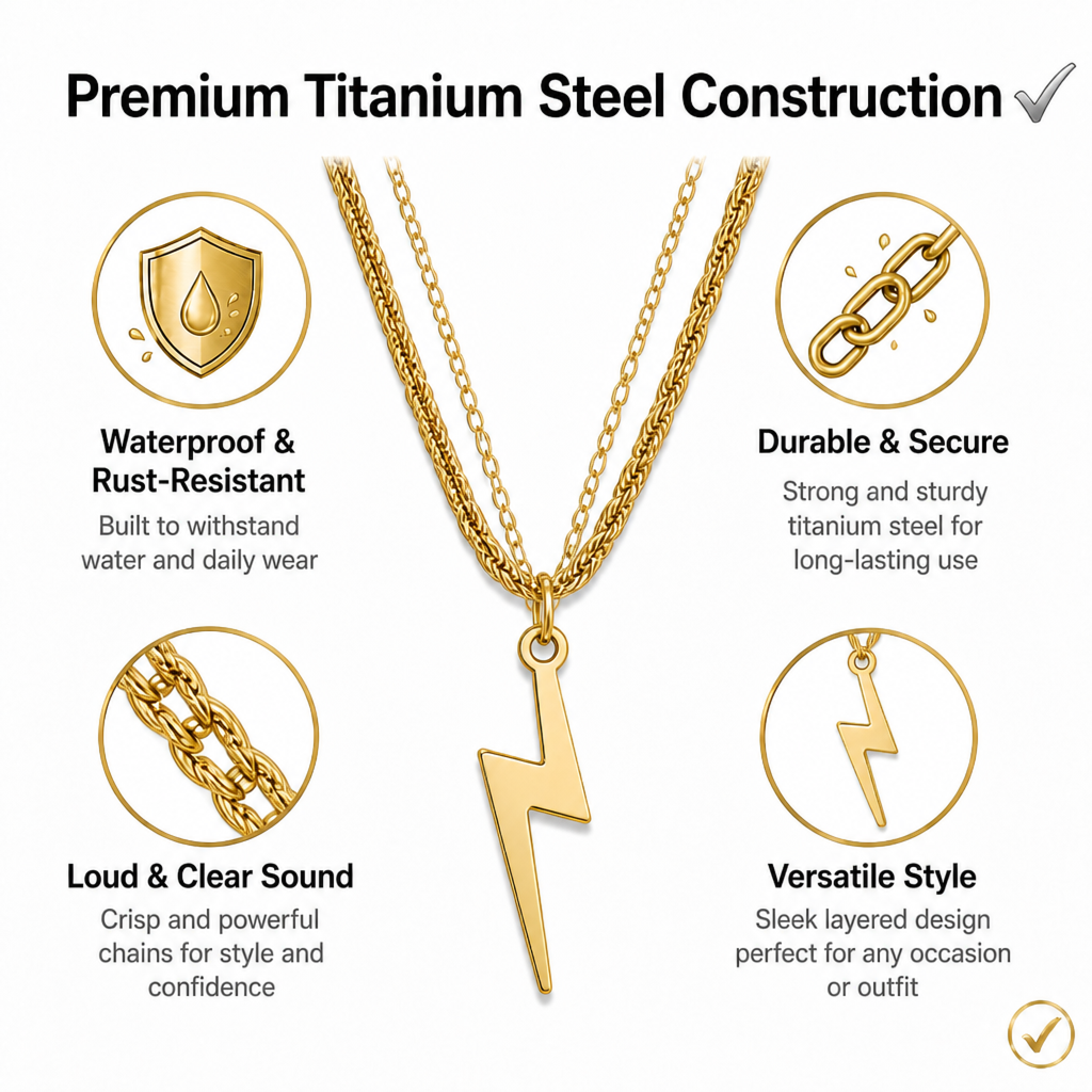 layered gold-tone lightning bolt pendant necklace for women chunky rope chain double layer dainty cable choker trendy y2k aesthetic jewelry gift for her everyday minimalist collar necklace
