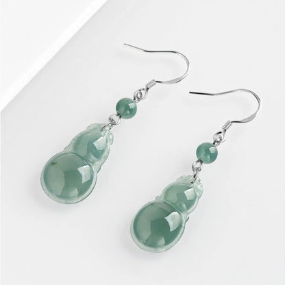Gourd Blue Water Jade Earrings S925 Silver