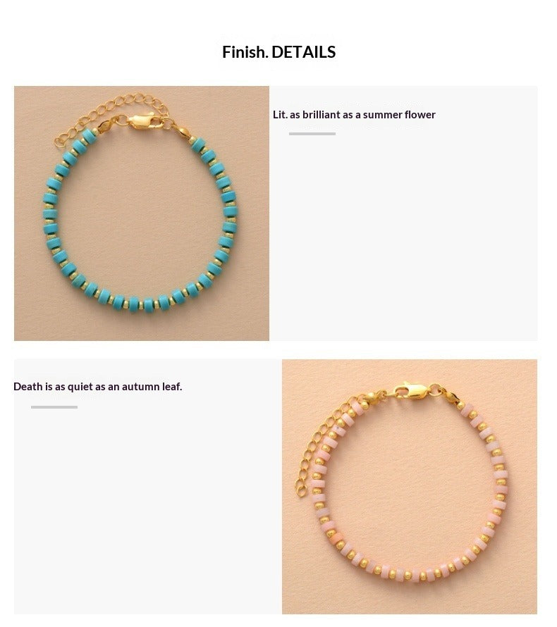 turquoise adjustable beaded bracelet – handmade natural stone unisex bracelet - star8s