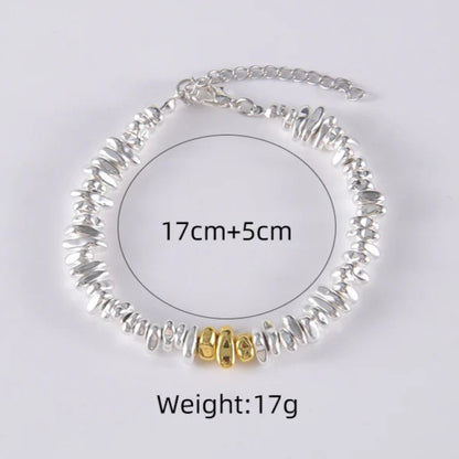 Anti Static Bracelet for Women Men Silver Tone Nugget Bead Bracelet Irregular Hematite Stone Shards Strand Stackable Cute Cheese Nugget Link Chain Winter Static Discharge Jewelry Light Luxury Minimalist Birthday Gift
