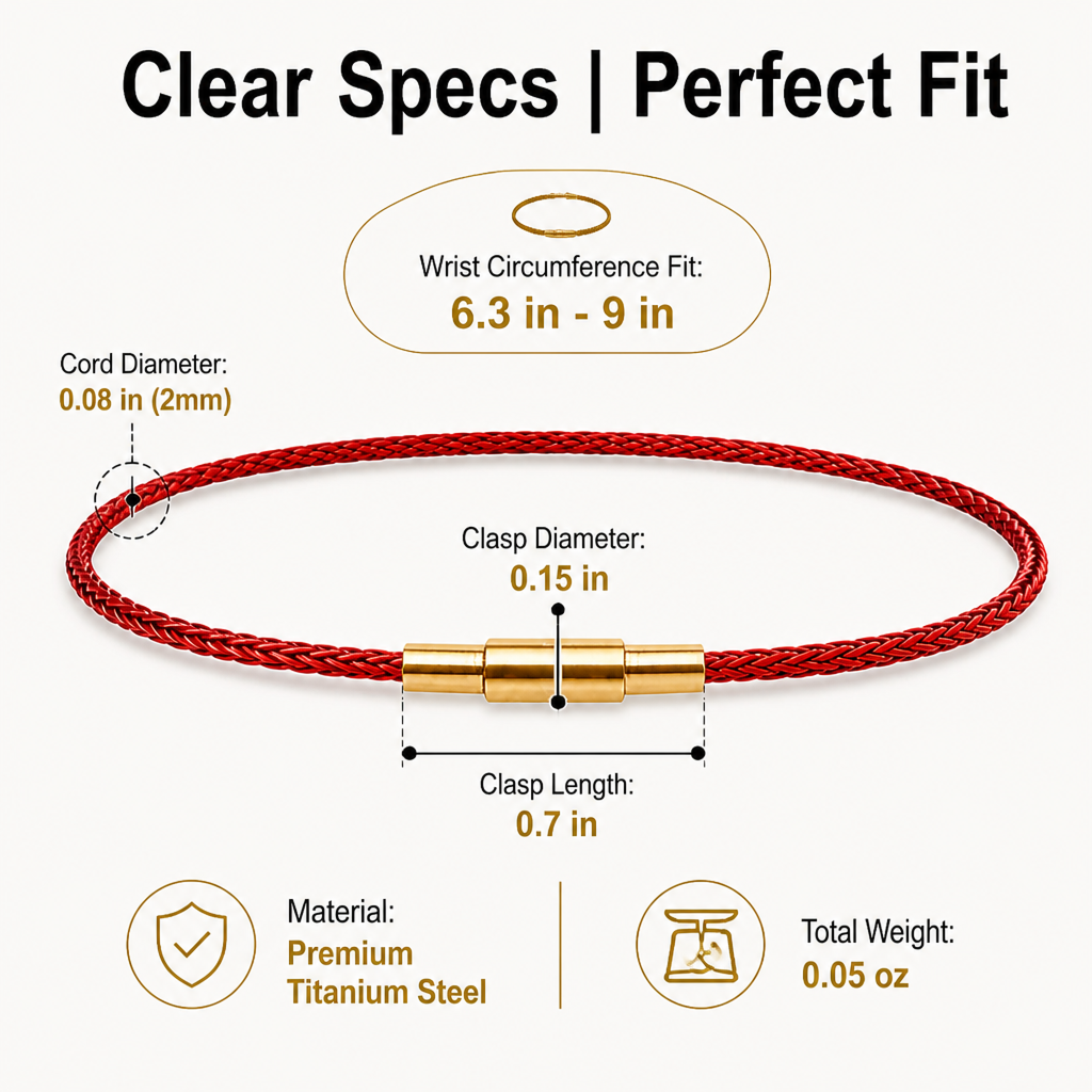 waterproof red string lucky bracelet | zodiac year protection - minimalist braided steel wire core, premium stainless steel clasp, ultra-lightweight, colorfast 2mm