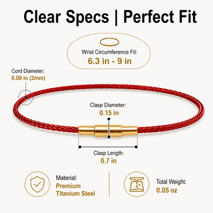Waterproof Red String Lucky Bracelet | Zodiac Year Protection - Minimalist Braided Steel Wire Core, Premium Stainless Steel Clasp, Ultra-lightweight, Colorfast 2mm