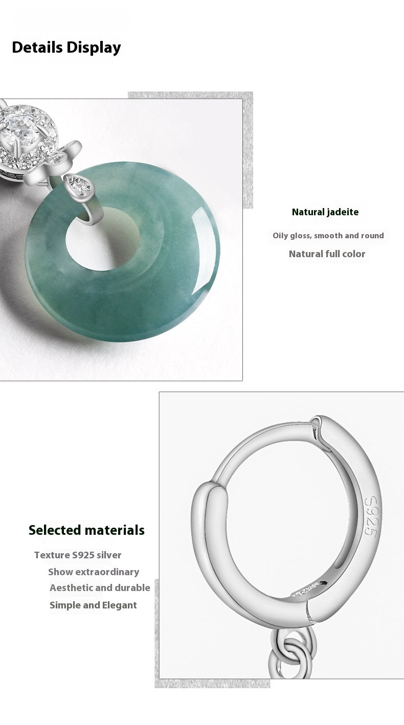 s925 silver natural jadeite jade ring blue water earrings – fashion women’s
