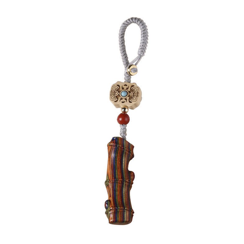 Bamboo Carved sandalwood Keychain | Creative Vintage Mobile Phone Charm | Couple Decor Keychain - STAR8S