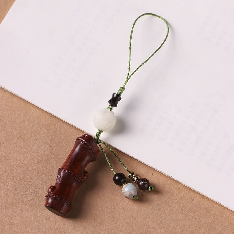 Bamboo Carved sandalwood Keychain | Creative Vintage Mobile Phone Charm | Couple Decor Keychain - STAR8S