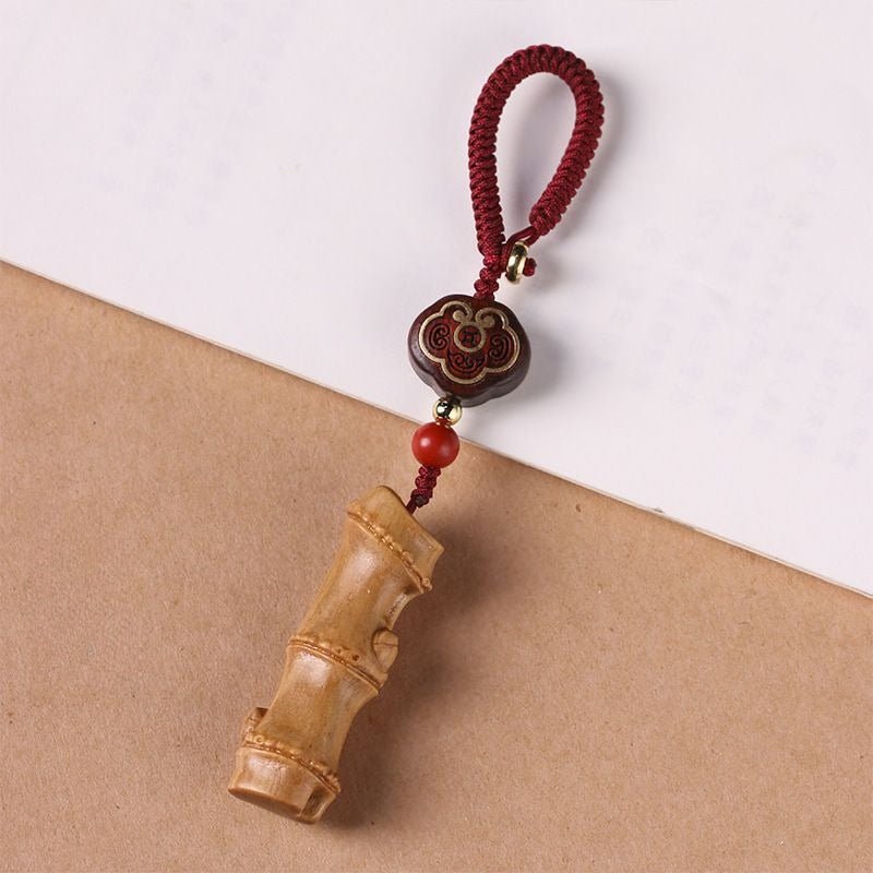bamboo carved sandalwood keychain | creative vintage mobile phone charm | couple decor keychain - star8s