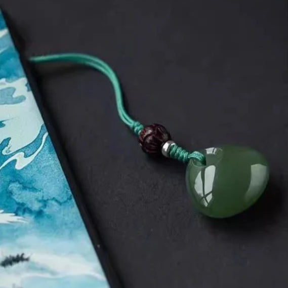 jade peace lock phone charm