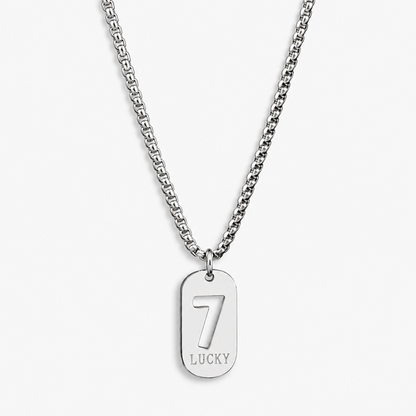 Unisex Titanium Steel Lucky Number 7 Pendant Necklace with Long Chain