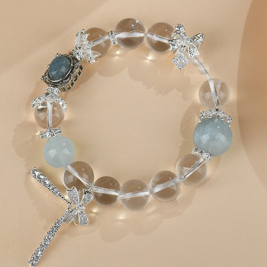 Aquamarine Crystal Bracelet with Butterfly Charms | Elegant Women’s Fashion Jewelry