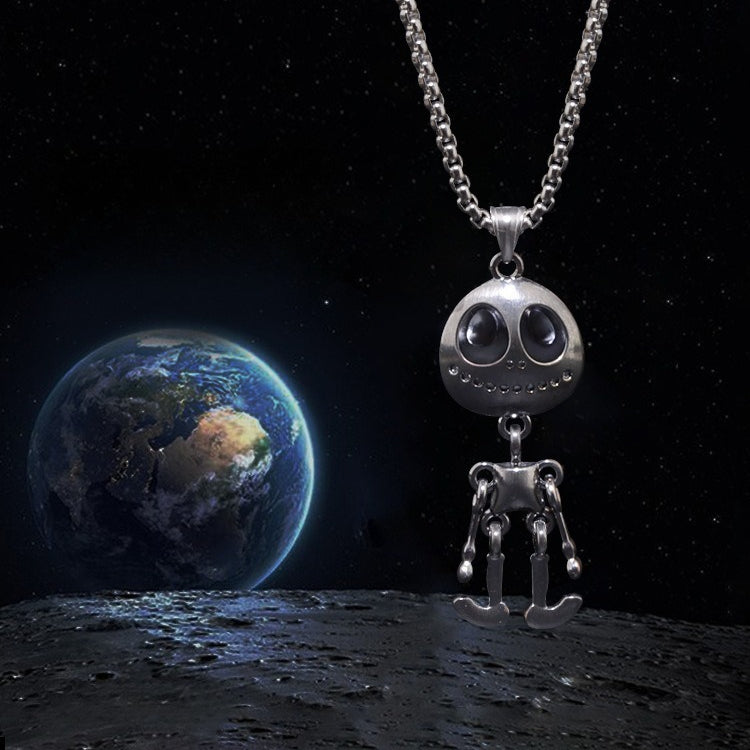 men's alien skeleton pendant necklace stainless steel articulated movable joint skull charm box chain hip hop streetwear y2k gothic punk jewelry gift for him