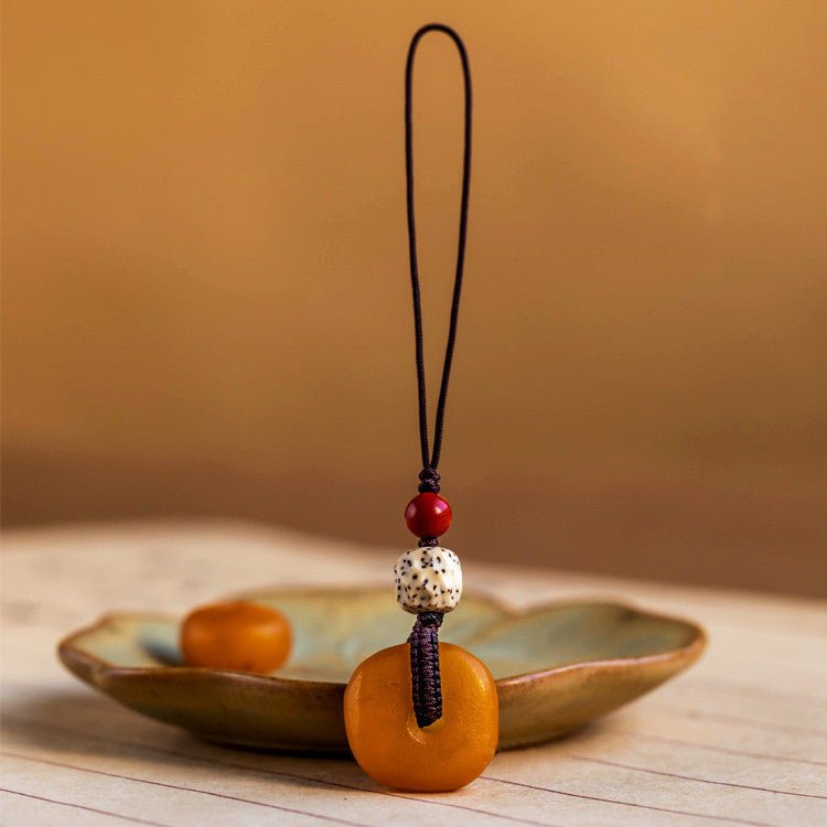 Beeswax Cookie Pendant Keychain - 15mm Handcrafted Phone, Bag Charm & USB Keychain | Unisex Gift - STAR8S