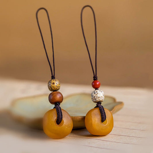 Beeswax Cookie Pendant Keychain - 15mm Handcrafted Phone, Bag Charm & USB Keychain | Unisex Gift - STAR8S