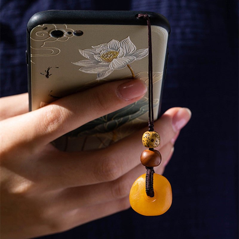 Beeswax Cookie Pendant Keychain - 15mm Handcrafted Phone, Bag Charm & USB Keychain | Unisex Gift - STAR8S