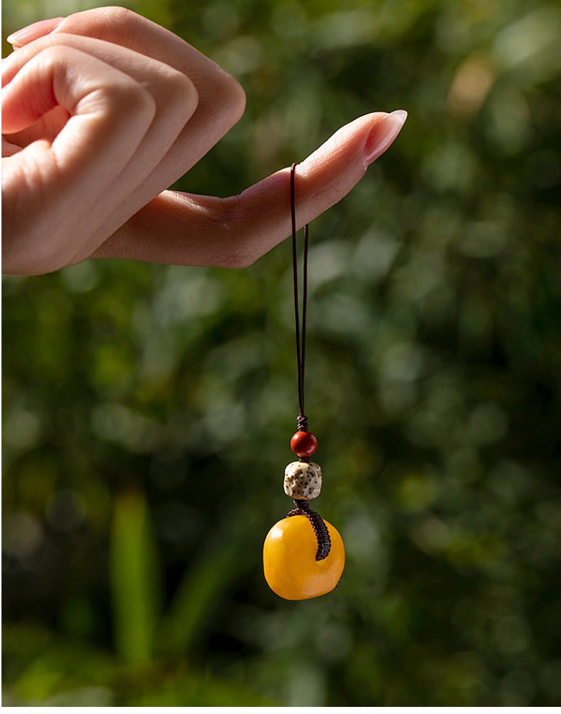 Beeswax Cookie Pendant Keychain - 15mm Handcrafted Phone, Bag Charm & USB Keychain | Unisex Gift - STAR8S